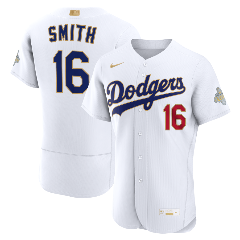 Men's Los Angeles Dodgers Will Smith Nike White 2026 Gold Collection Authentic Jersey - Jersey