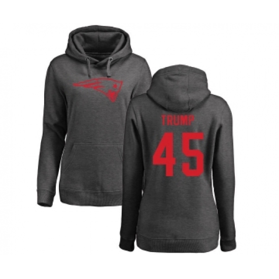 Football Women's New England Patriots #45 Donald Trump Ash One Color Pullover Hoodie - Jersey