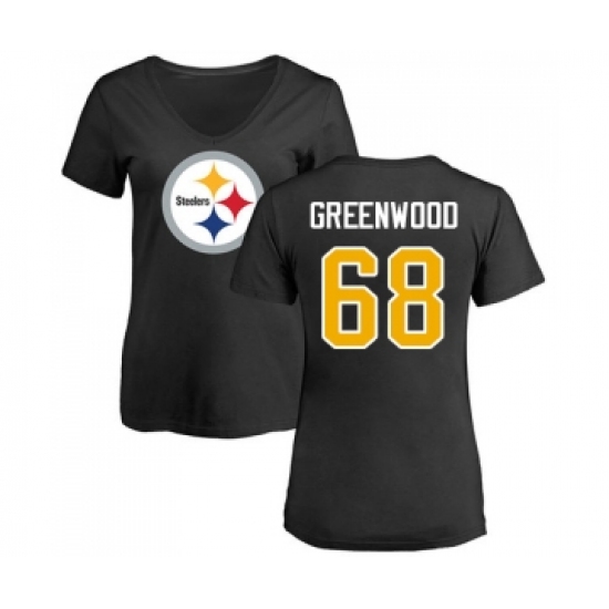 Football Women's Pittsburgh Steelers #68 L.C. Greenwood Black Name & Number Logo Slim Fit T-Shirt - Jersey