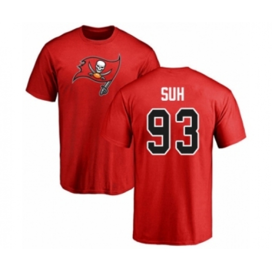 Football Tampa Bay Buccaneers #93 Ndamukong Suh Red Name & Number Logo T-Shirt - Jersey