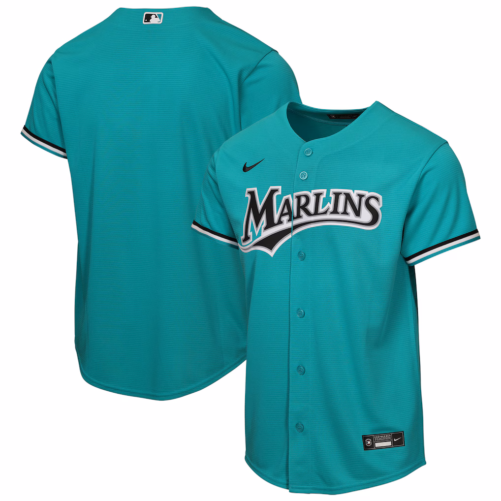 Youth Miami Marlins Nike Teal Alternate Replica Jersey - Jersey