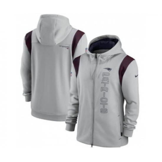 Men's New England Patriots 2021 Gray Sideline Team Performance Full-Zip Hoodie - Jersey