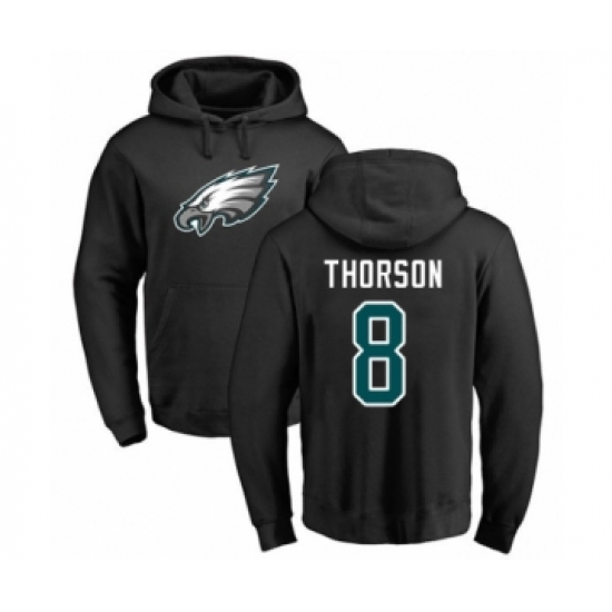Philadelphia Eagles #8 Clayton Thorson Black Name & Number Logo Pullover Hoodie - Jersey