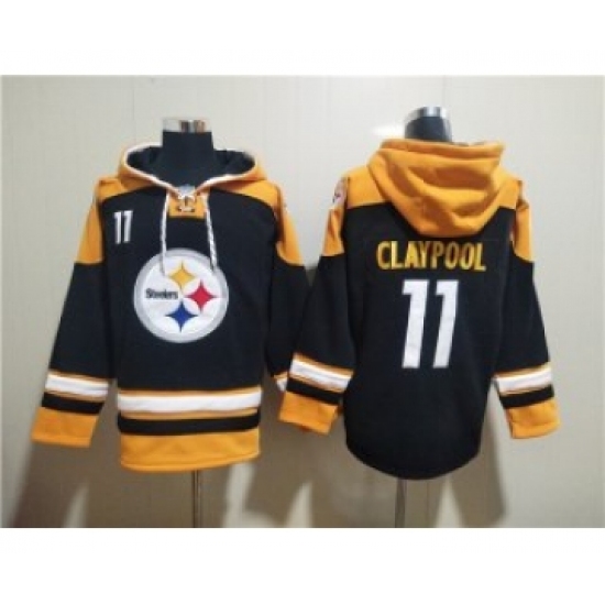 Men's Pittsburgh Steelers #11 Chase Claypool Black Ageless Must-Have Lace-Up Pullover Hoodie - Jersey