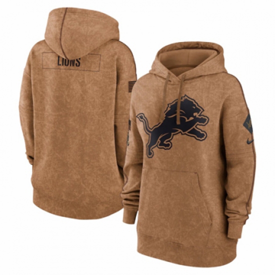 Women's Detroit Lions Nike Brown 2023 Salute to Service Pullover Hoodie - Jersey