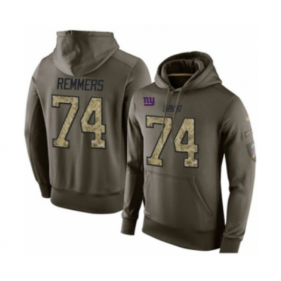 Football Men's New York Giants #74 Mike Remmers Green Salute To Service Pullover Hoodie - Jersey