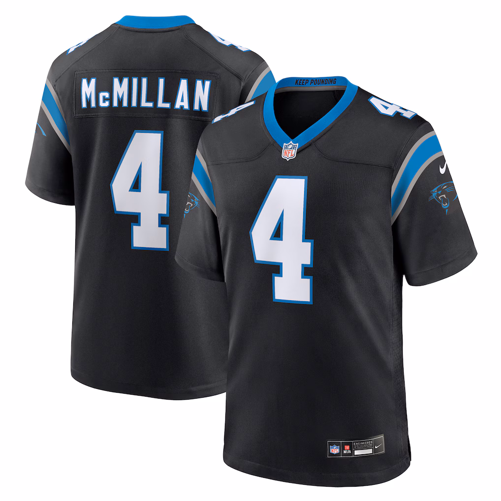Men's Carolina Panthers Tetairoa McMillan Nike Black Team Game Jersey - Jersey