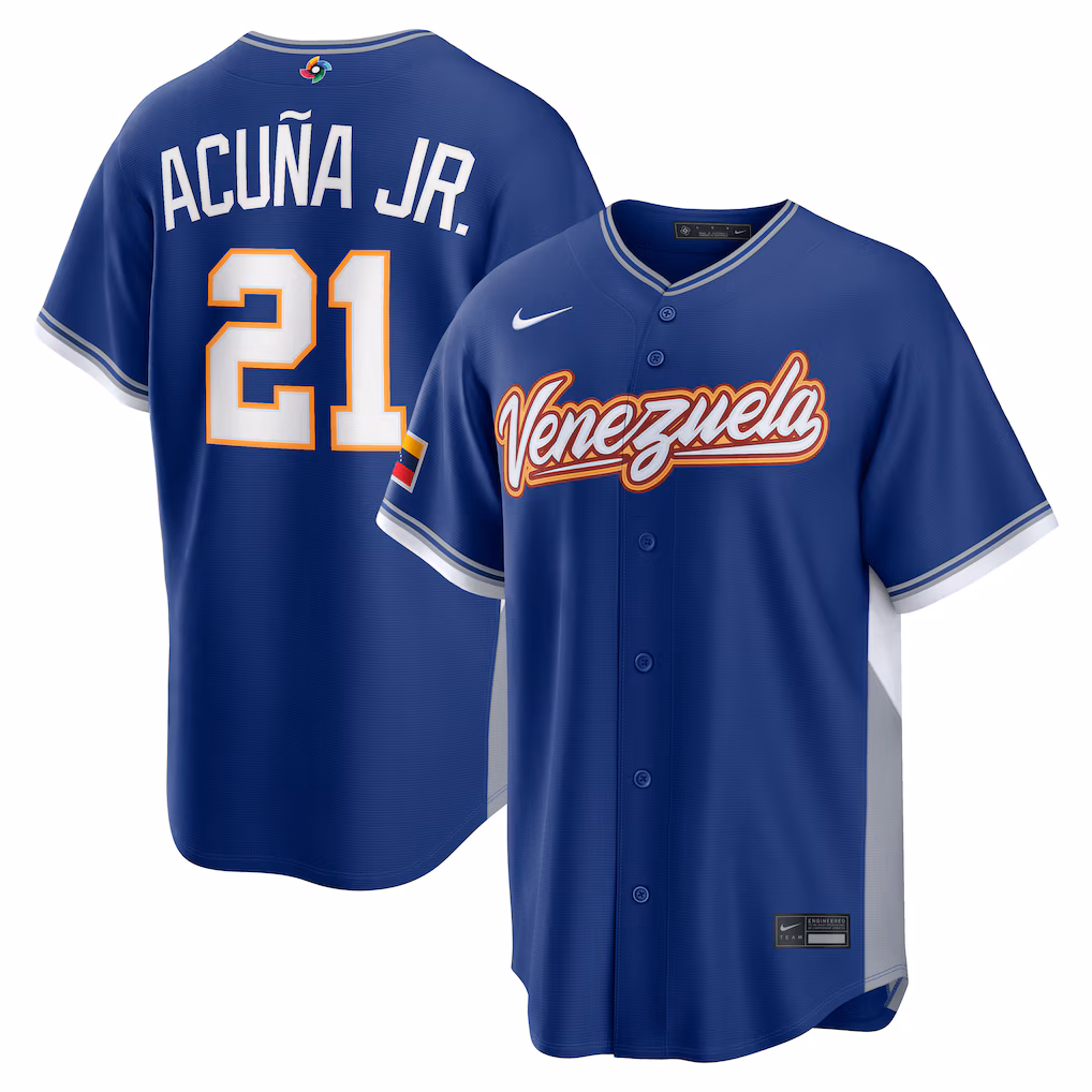 Men's Venezuela Baseball Ronald Acuña Jr. Nike Royal 2026 World Baseball Classic Road Stadium Jersey - Jersey