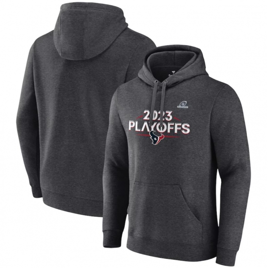 Men's Houston Texans Heather Charcoal 2023 Playoffs Fleece Pullover Hoodie - Jersey