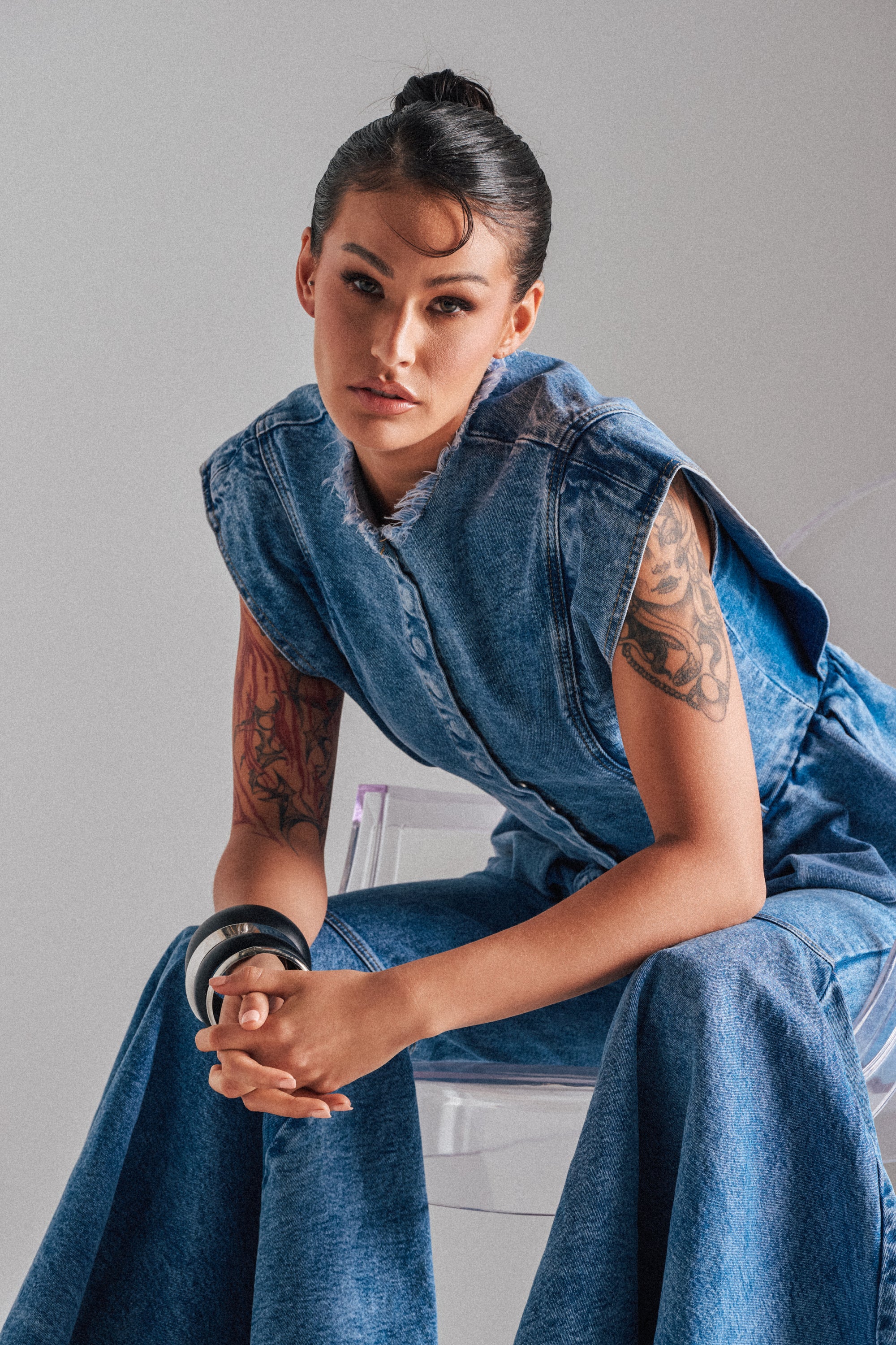 DONT PLAY WITH MY HEART DENIM BLOUSE - Akira Wear