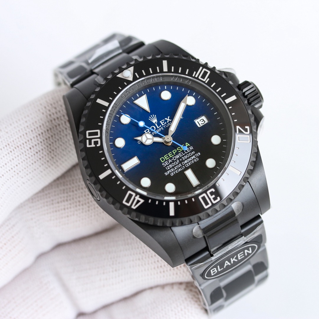 No.2 BLAKEN Modified Rolex DEEPSEA Sea‑Dweller Gradient Blue Mechanical Men's Watch