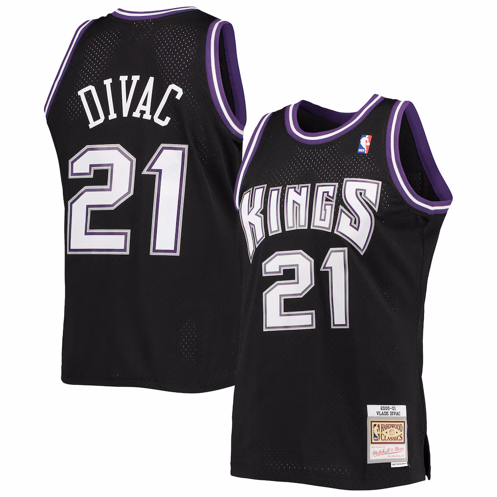 Men's Sacramento Kings Vlade Divac Mitchell & Ness Black 2000/01 Hardwood Classics Swingman Jersey - Jersey
