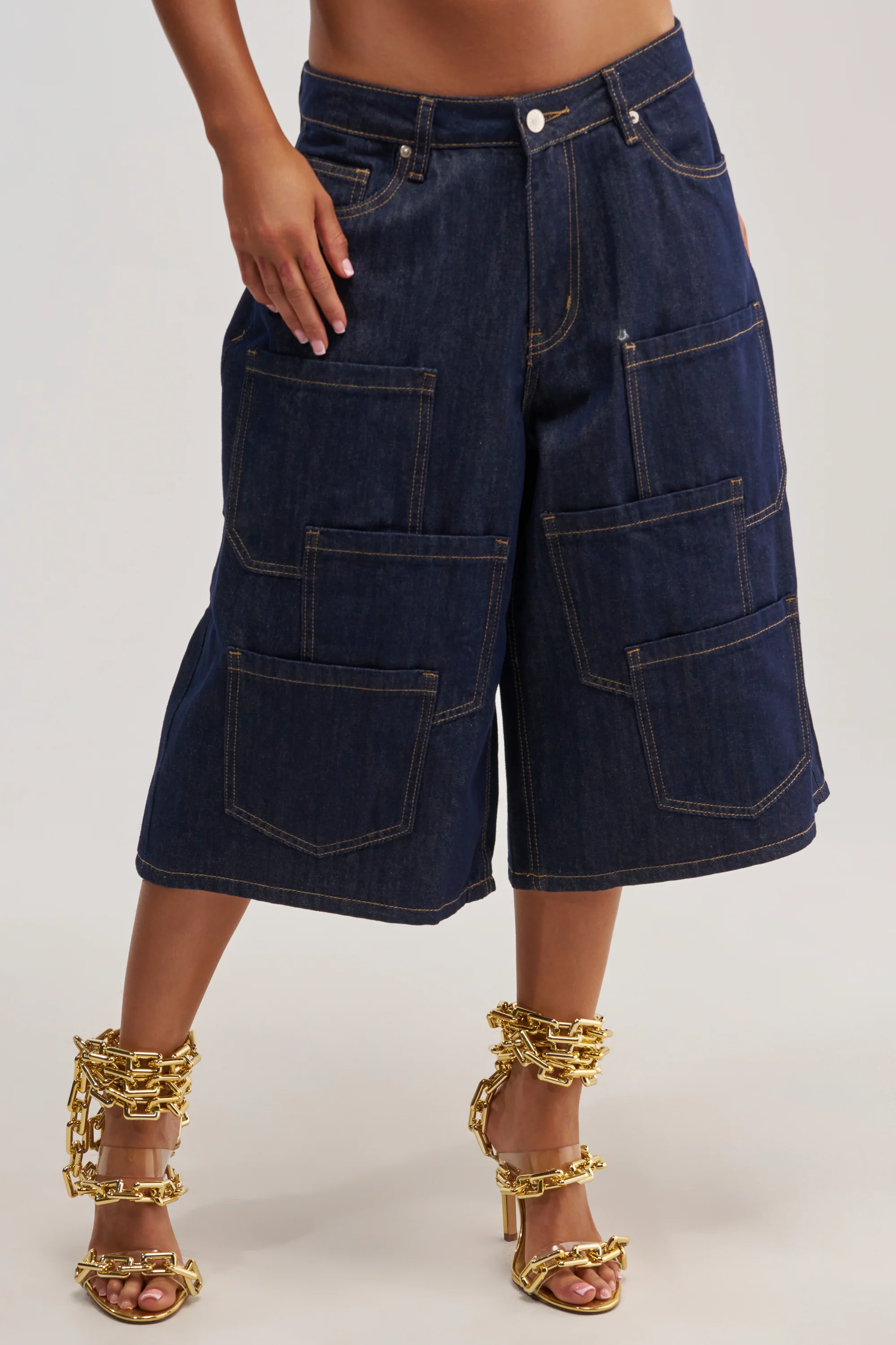 POCKETS ALL OVER DENIM CULOTTE - Akira Wear