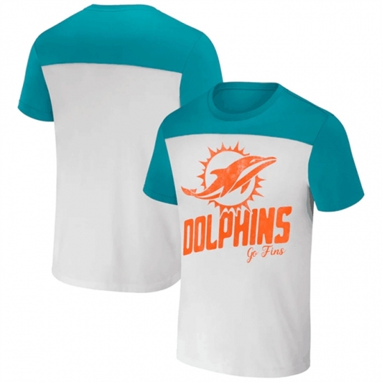 Men's Miami Dolphins Cream Aqua X Darius Rucker Collection Colorblocked T Shirt - Jersey