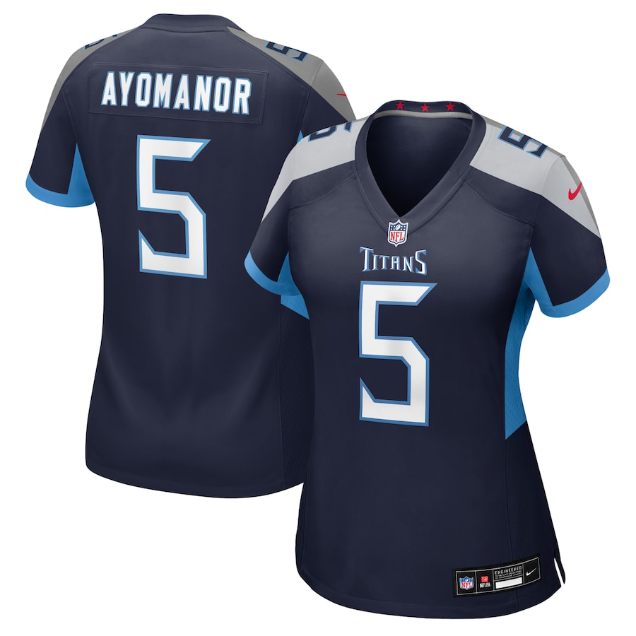 Women's Tennessee Titans Elic Ayomanor Nike Navy Team Game Jersey - Jersey