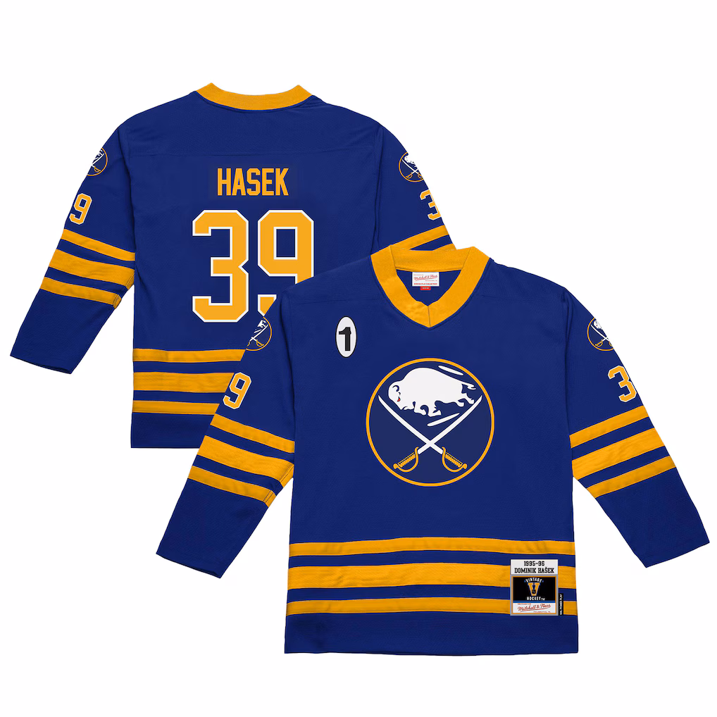 Men's Buffalo Sabres Dominik Hasek Mitchell & Ness Royal 1995-96 Power Play Jersey - Jersey