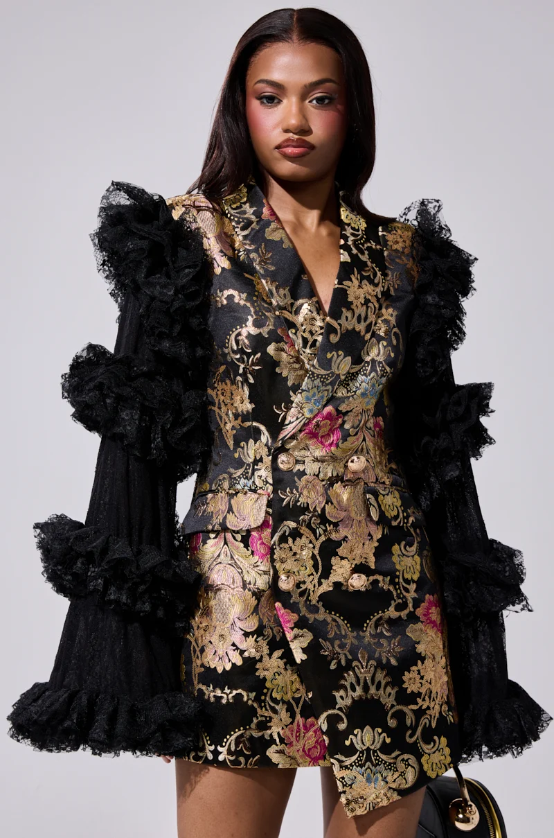 LORY PRINTED BLAZER DRESS - Akira Wear