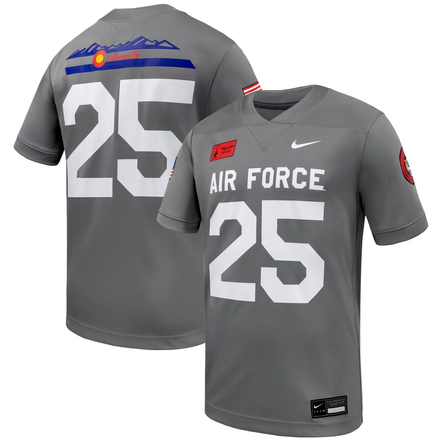 Men's Nike #25 Gray Air Force Falcons APLS Fighting Falcon Collection Football Game Jersey - Jersey