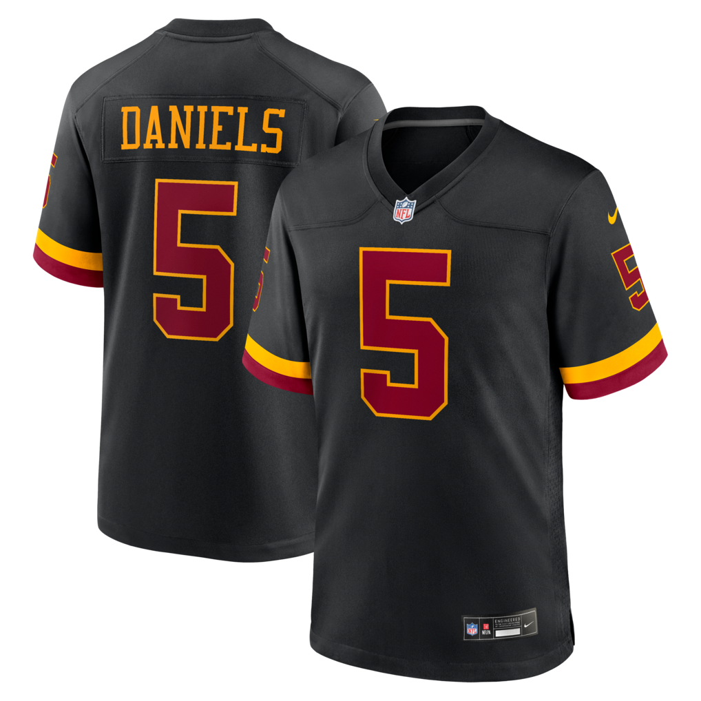 Men's Washington Commanders Jayden Daniels Nike Black Hail Raiser Alternate Game Jersey - Jersey