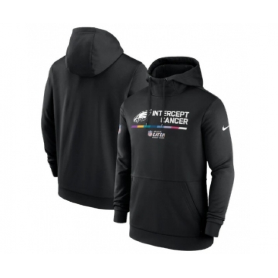 Men's Philadelphia Eagles 2022 Black Crucial Catch Therma Performance Pullover Hoodie - Jersey