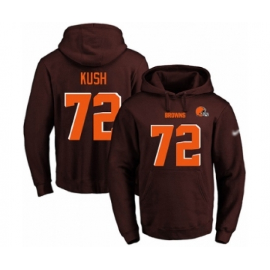 Football Men's Cleveland Browns #72 Eric Kush Brown Name & Number Pullover Hoodie - Jersey