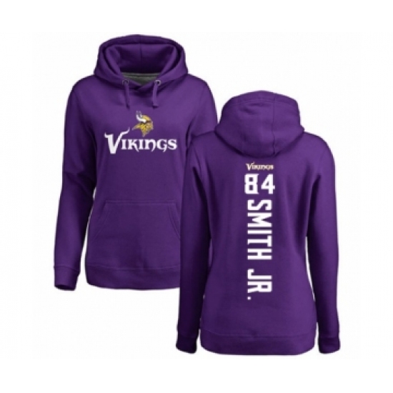 Football Women's Minnesota Vikings #84 Irv Smith Jr. Purple Backer Pullover Hoodie - Jersey
