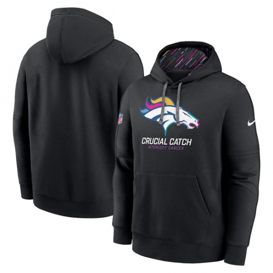 Men's Denver Broncos Black 2024 Crucial Catch Club Pullover Hoodie - Jersey