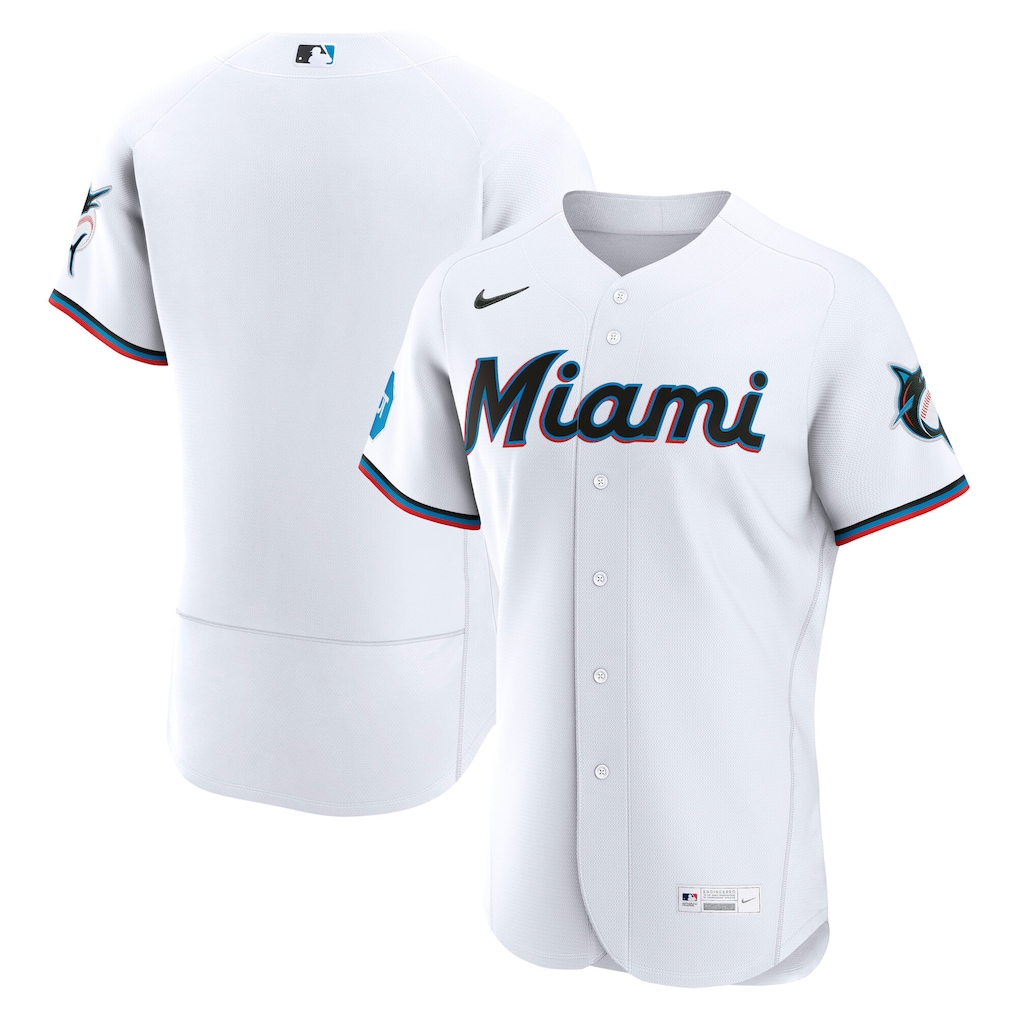 Men's Miami Marlins Nike White Home Authentic Jersey - Jersey