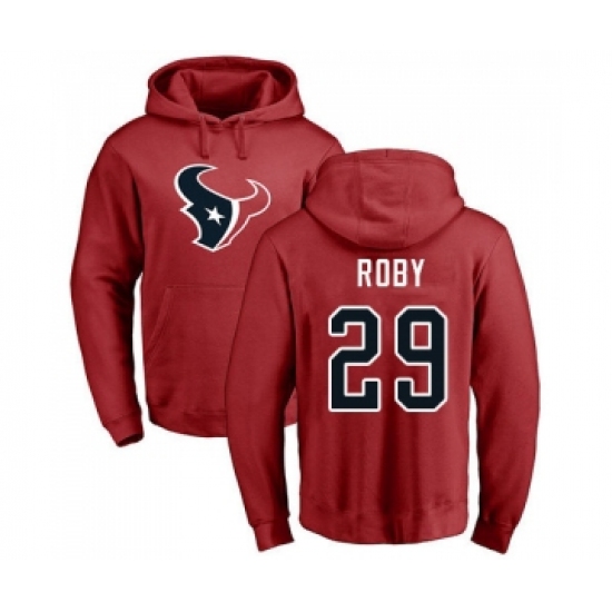 Football Houston Texans #29 Bradley Roby Red Name & Number Logo Pullover Hoodie - Jersey