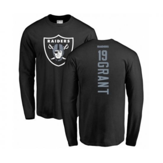 Football Oakland Raiders #19 Ryan Grant Black Backer Long Sleeve T-Shirt - Jersey