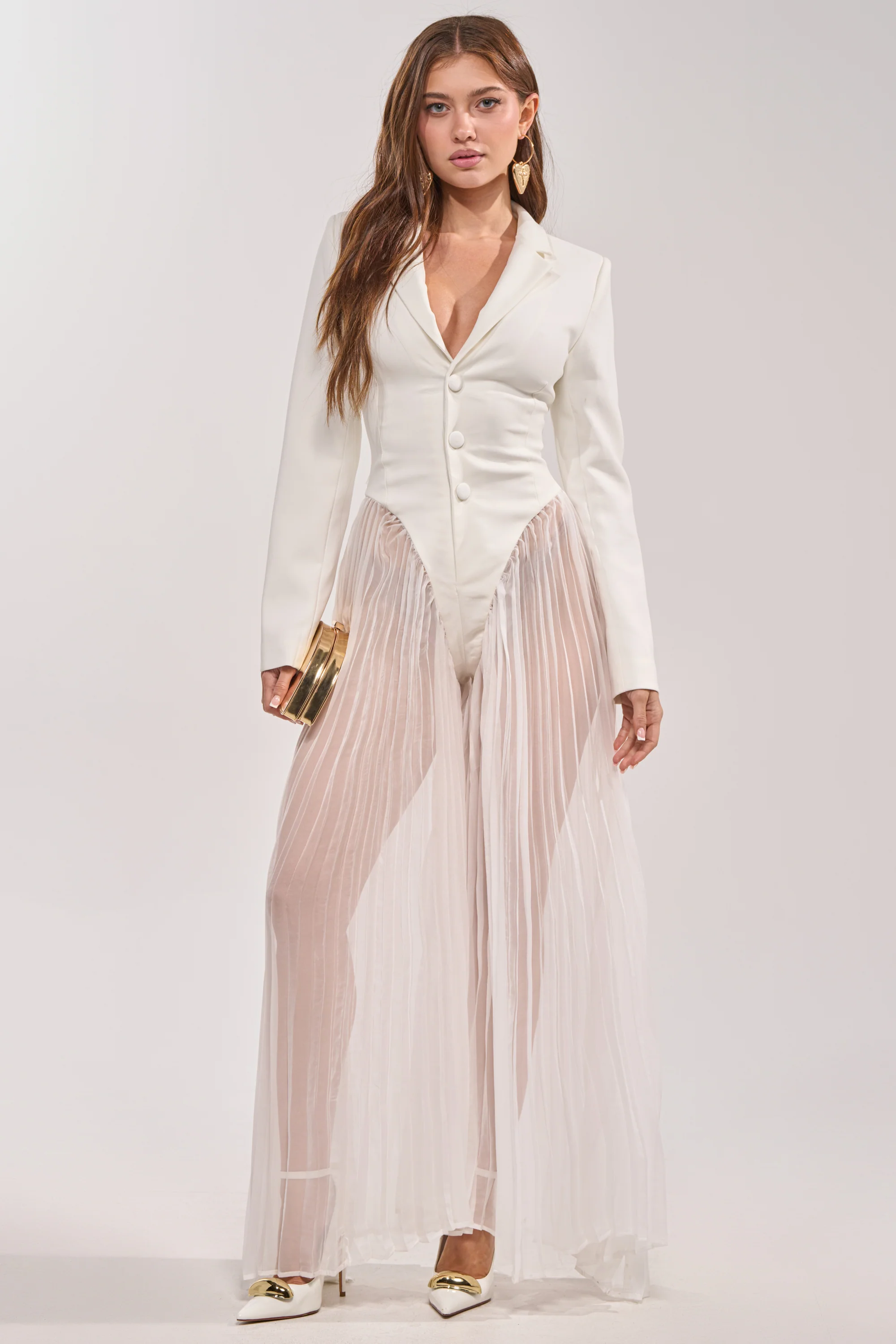 ICON BEHAVIOR PLEATED BLAZER JUMPSUIT - Akira Wear