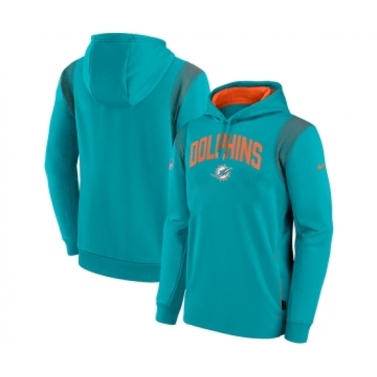 Mens Miami Dolphins Aqua Sideline Stack Performance Pullover Hoodie - Jersey