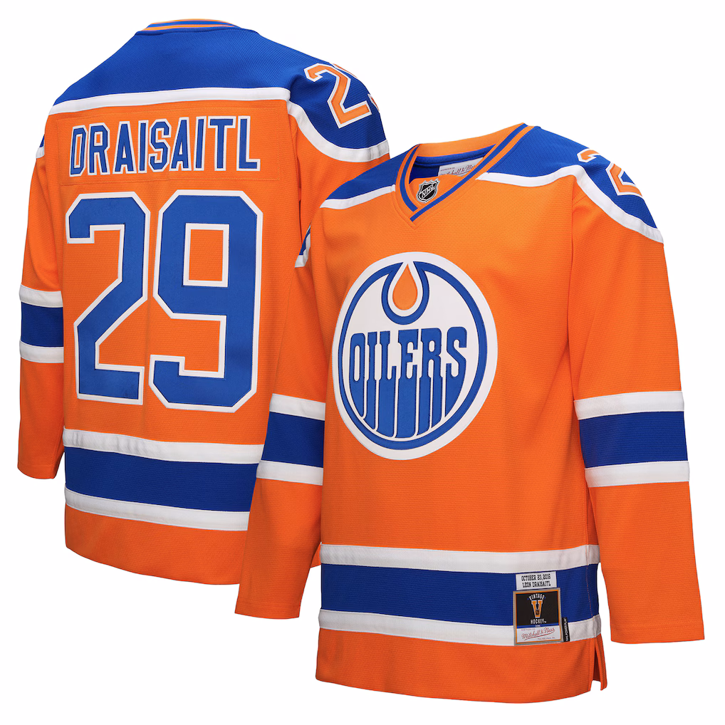 Men's Edmonton Oilers Leon Draisaitl Mitchell & Ness Orange Power Play Jersey - Jersey