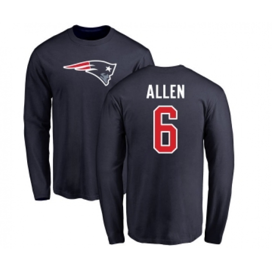 Football New England Patriots #6 Ryan Allen Navy Blue Backer T-Shirt - Jersey