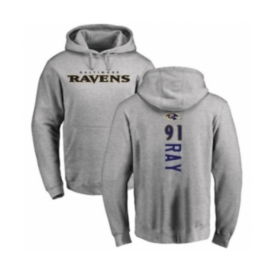 Football Baltimore Ravens #91 Shane Ray Ash Backer Pullover Hoodie - Jersey
