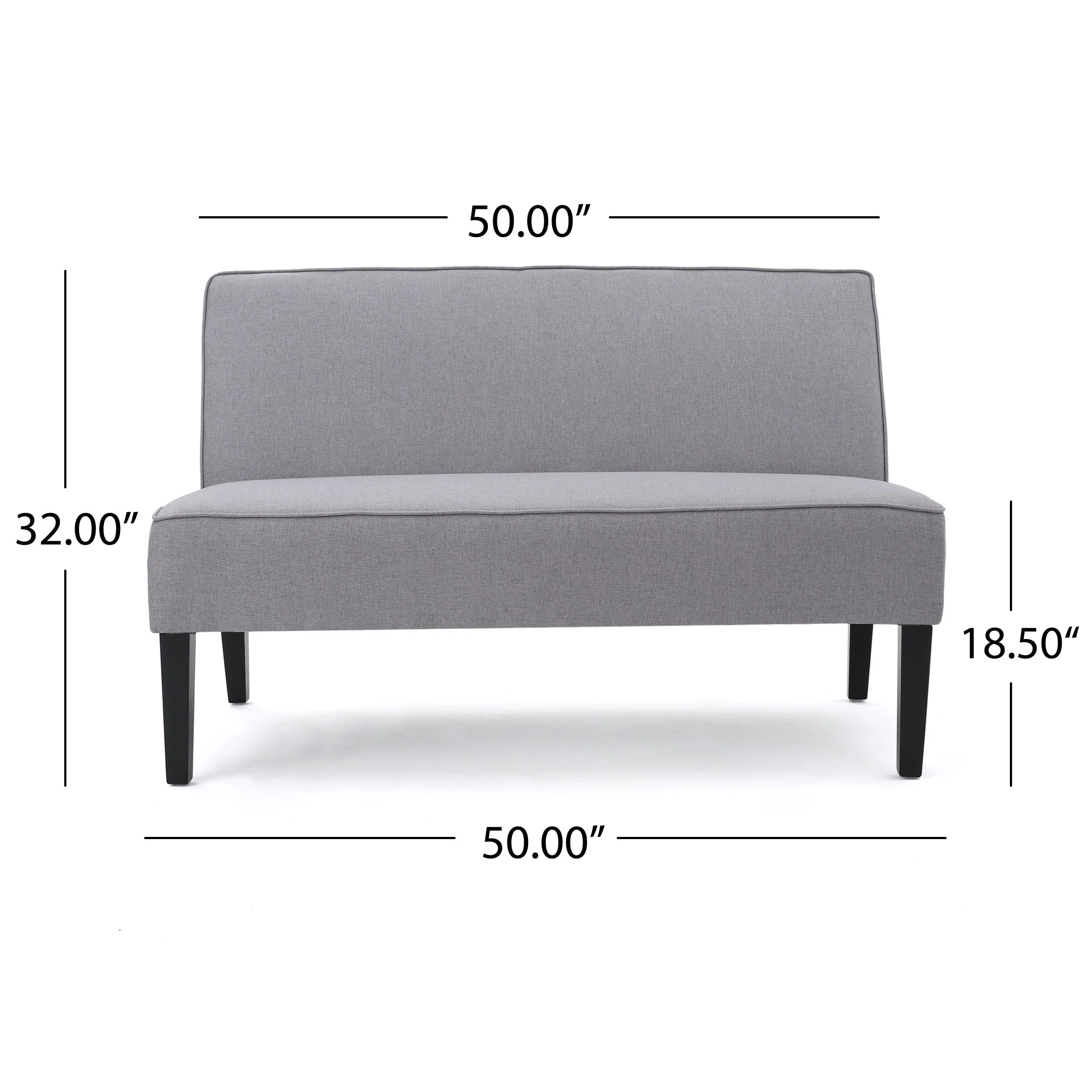 Noble House Desmond Fabric Love Seat,Light Gray