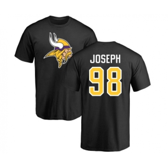 Football Minnesota Vikings #98 Linval Joseph Black Name & Number Logo T-Shirt - Jersey