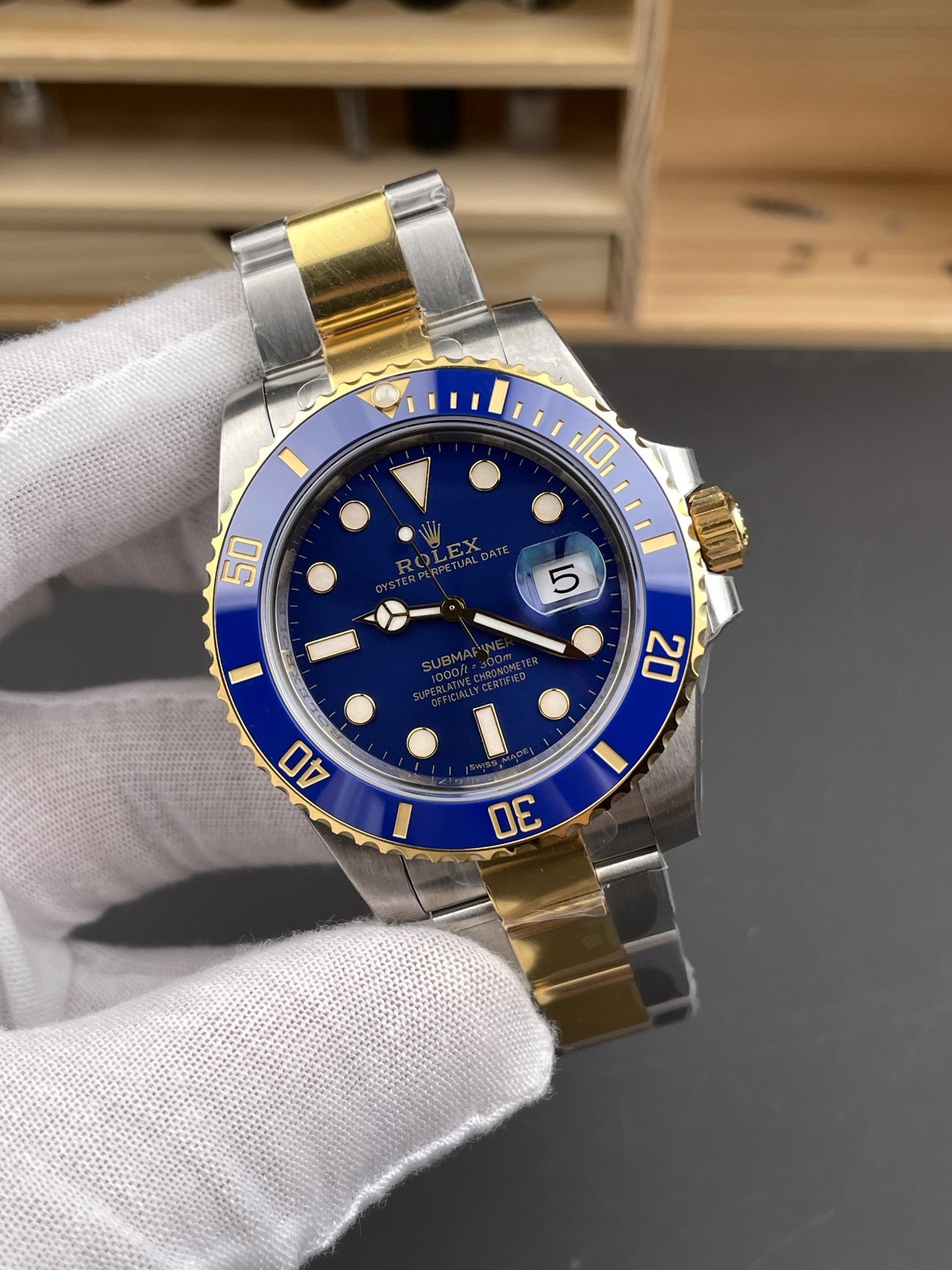 No.9 Rolex Submariner Two‑Tone Blue Dial Automatic Mechanical Men's Watch
