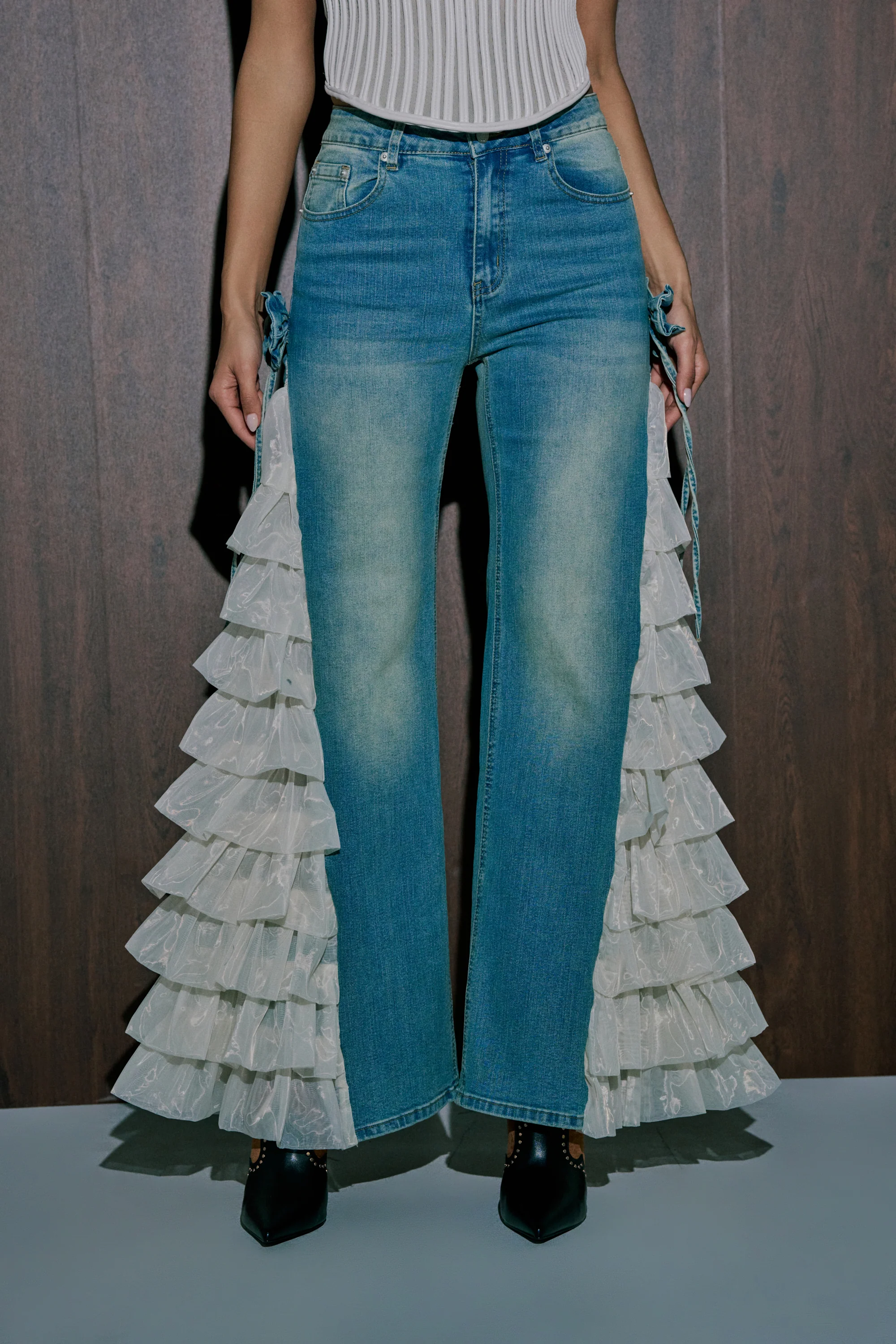 RUFFLE CITY STRAIGHT LEG DENIM - Akira Wear