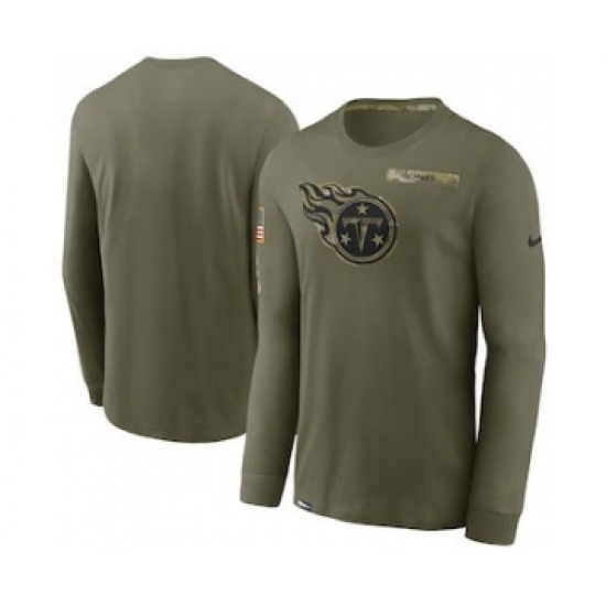 Men's Tennessee Titans Football Olive 2021 Salute To Service Performance Long Sleeve T-Shirt - Jersey