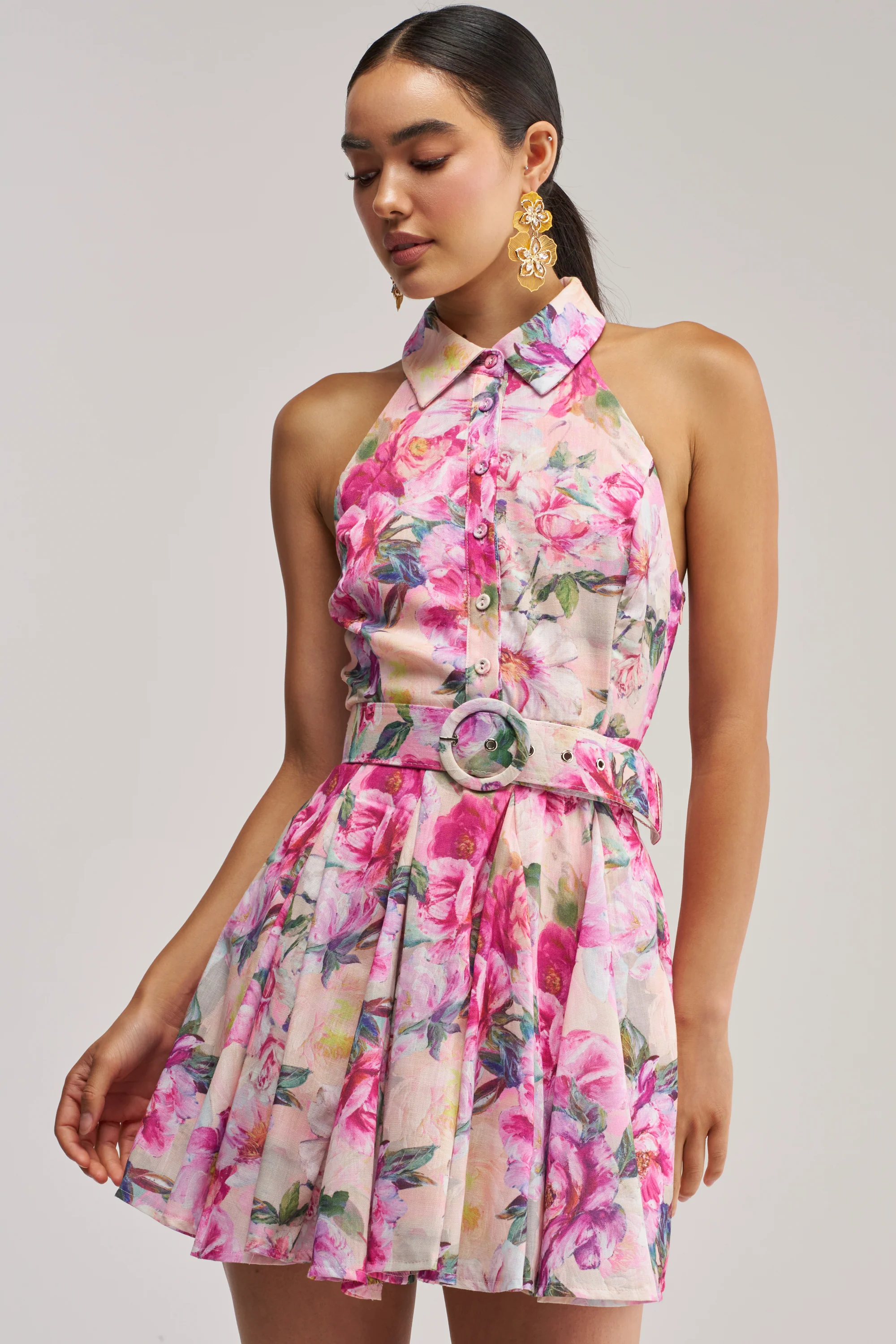 SHES A DIVA FLORAL MINI DRESS IN PINK MULTI - Akira Wear