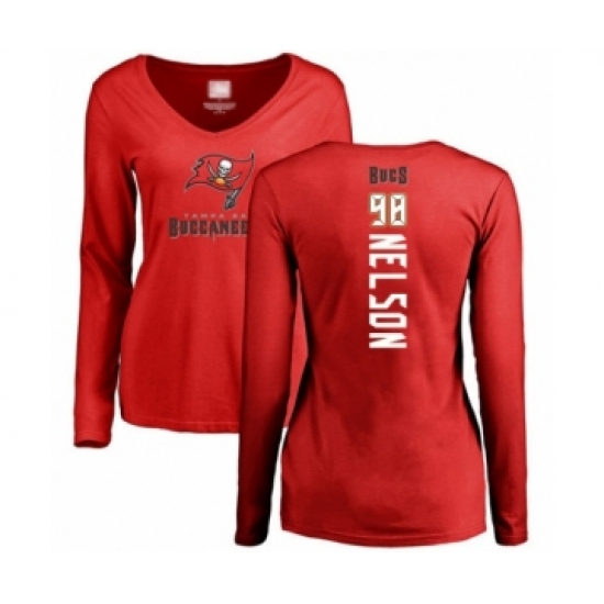 Football Women's Tampa Bay Buccaneers #98 Anthony Nelson Red Backer Long Sleeve T-Shirt - Jersey
