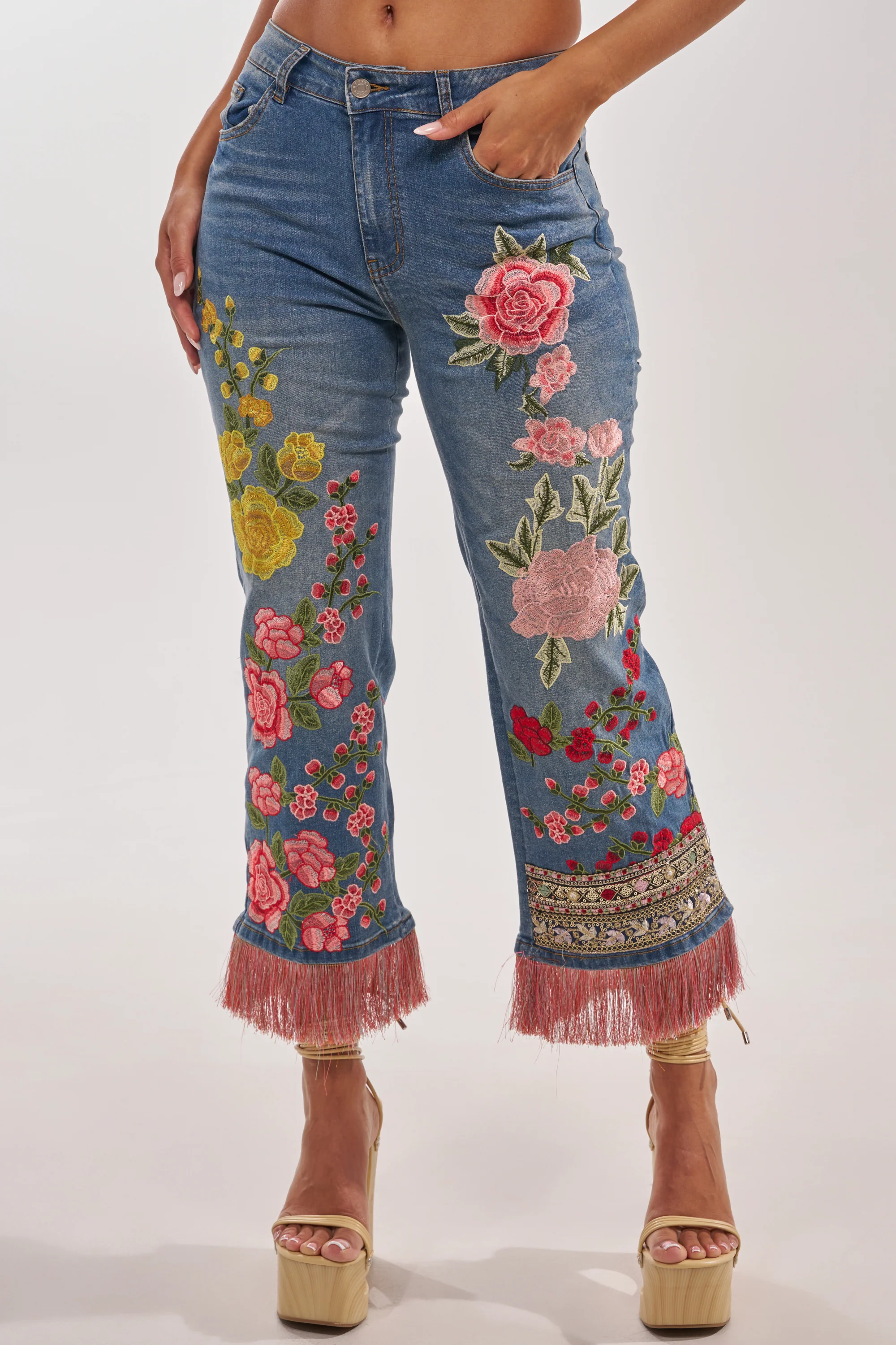 FLORAL FOR DAYS STRAIGHT LEG DENIM - Akira Wear