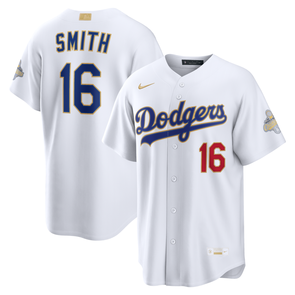 Men's Los Angeles Dodgers Will Smith Nike White 2026 Gold Collection Stadium Jersey - Jersey