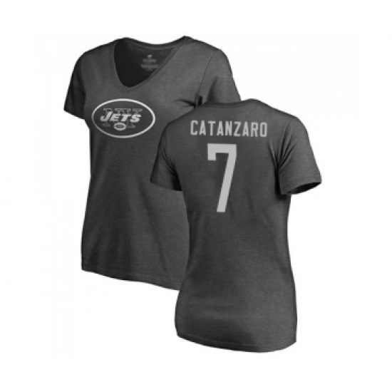 Football Women's New York Jets #7 Chandler Catanzaro Ash One Color T-Shirt - Jersey