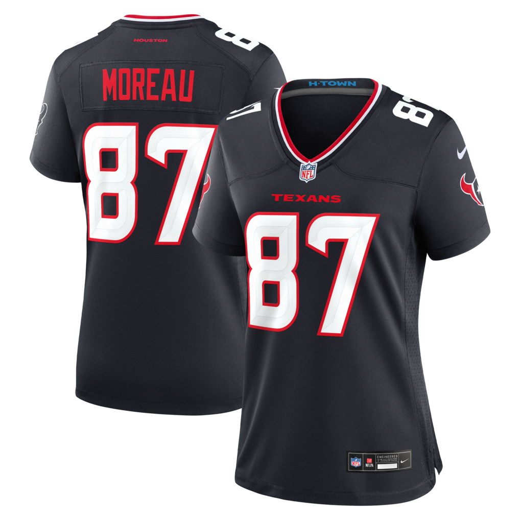 Women's Houston Texans Foster Moreau Nike Navy Team Game Jersey - Jersey