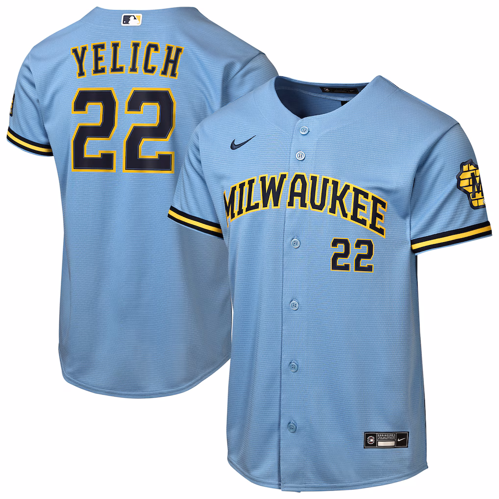 Youth Milwaukee Brewers Christian Yelich Nike Powder Blue Road Stadium Jersey - Jersey