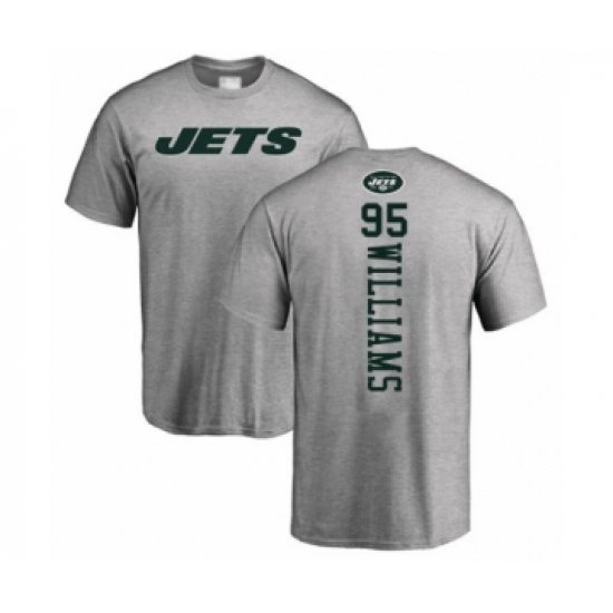 Football New York Jets #95 Quinnen Williams Ash Backer T-Shirt - Jersey