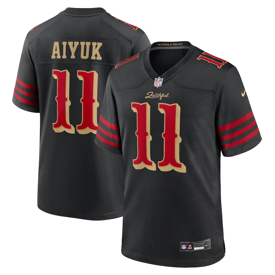 Men's San Francisco 49ers Brandon Aiyuk Nike Black 2025 Rivalries Collection Game Jersey - Jersey