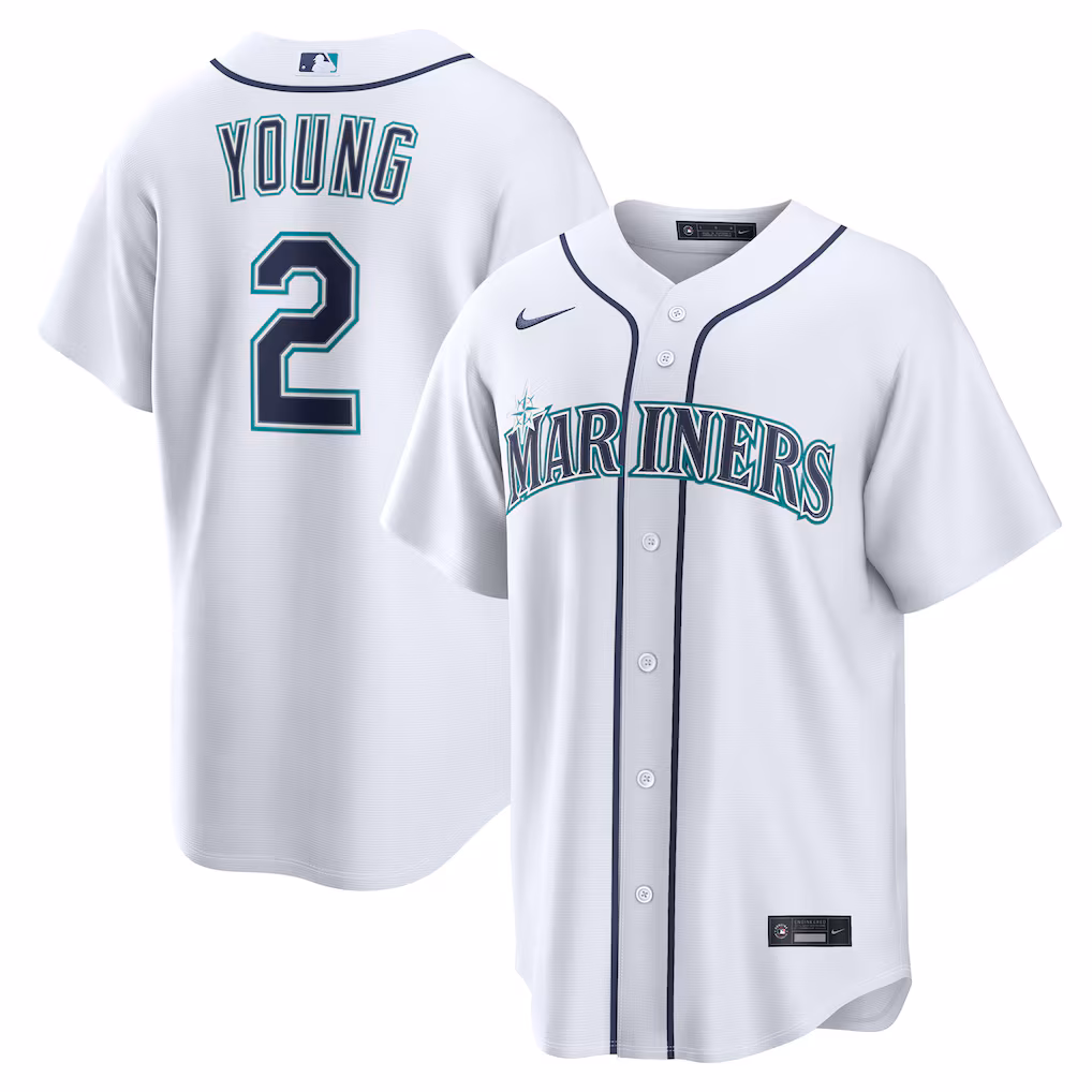 Men's Seattle Mariners Cole Young Nike White Home Replica Jersey - Jersey